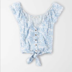 AE TIE FRONT BUTTON UP BLOUSE